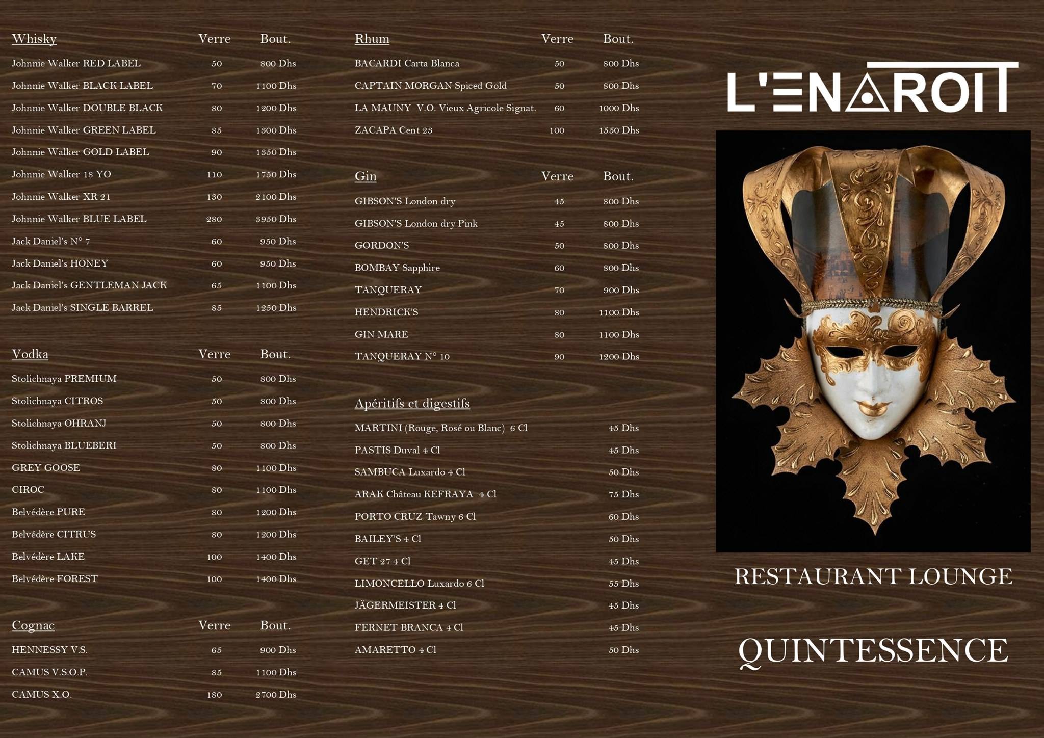 Menu de L' Endroit