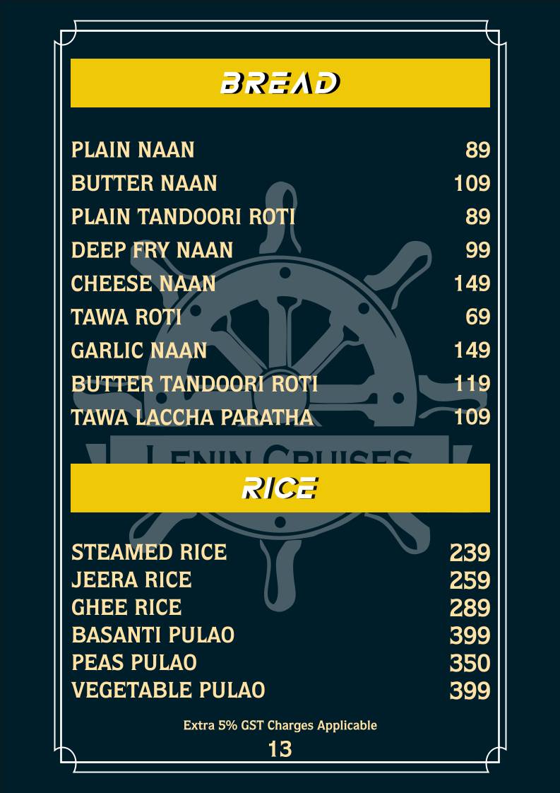 Lenin Cruises menu