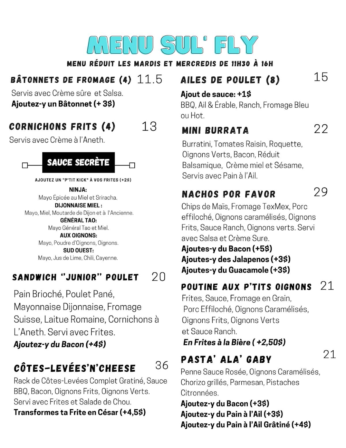 Menu de Les Insupportables