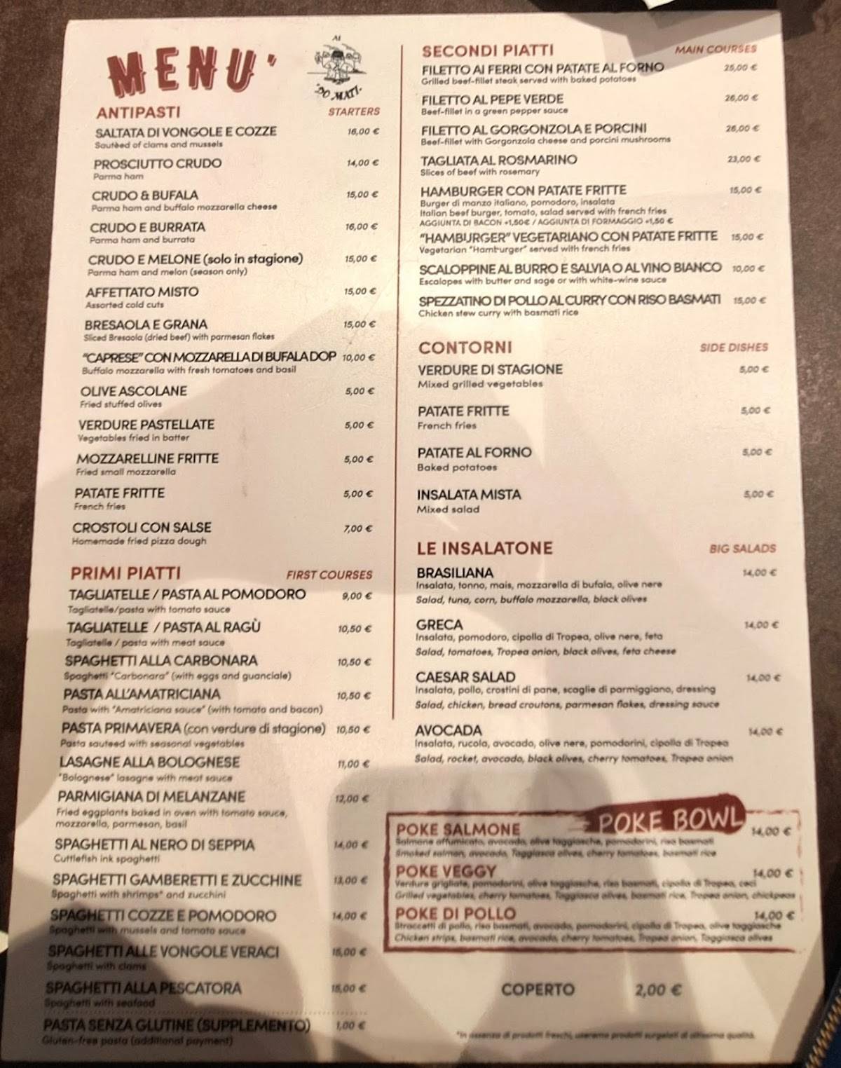 Menu di Ai Do Mati - Ristorante Pizzeria 