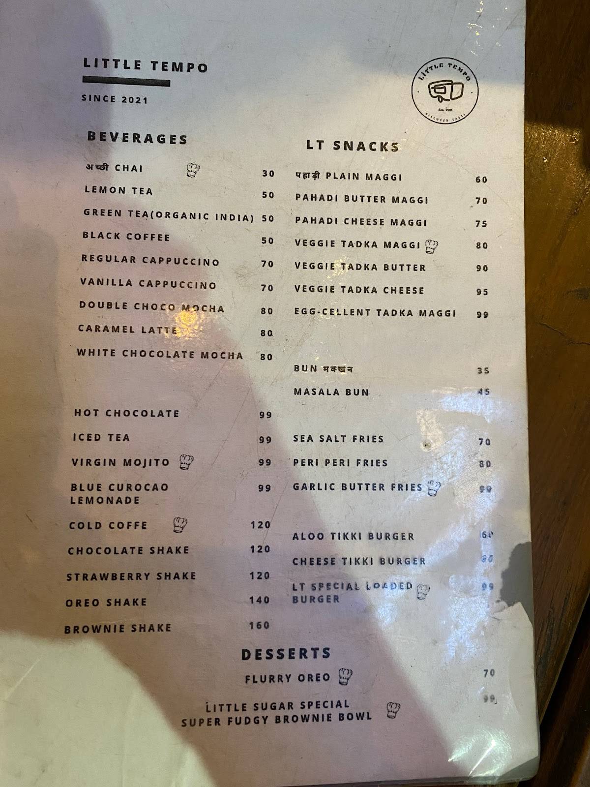 Little Tempo menu