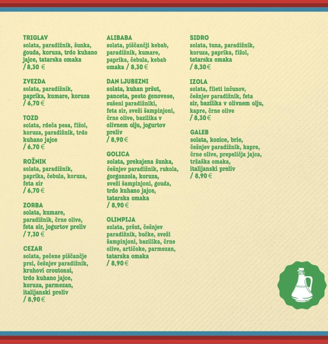 Menu di Pizzeria Parma 