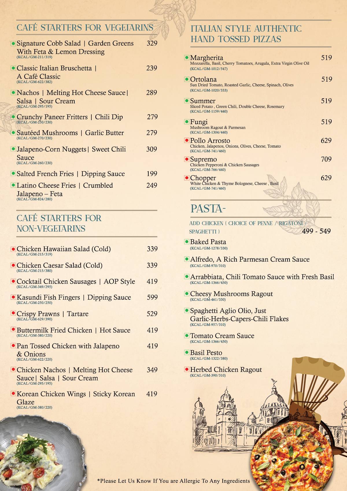 Loafer's Cafe menu