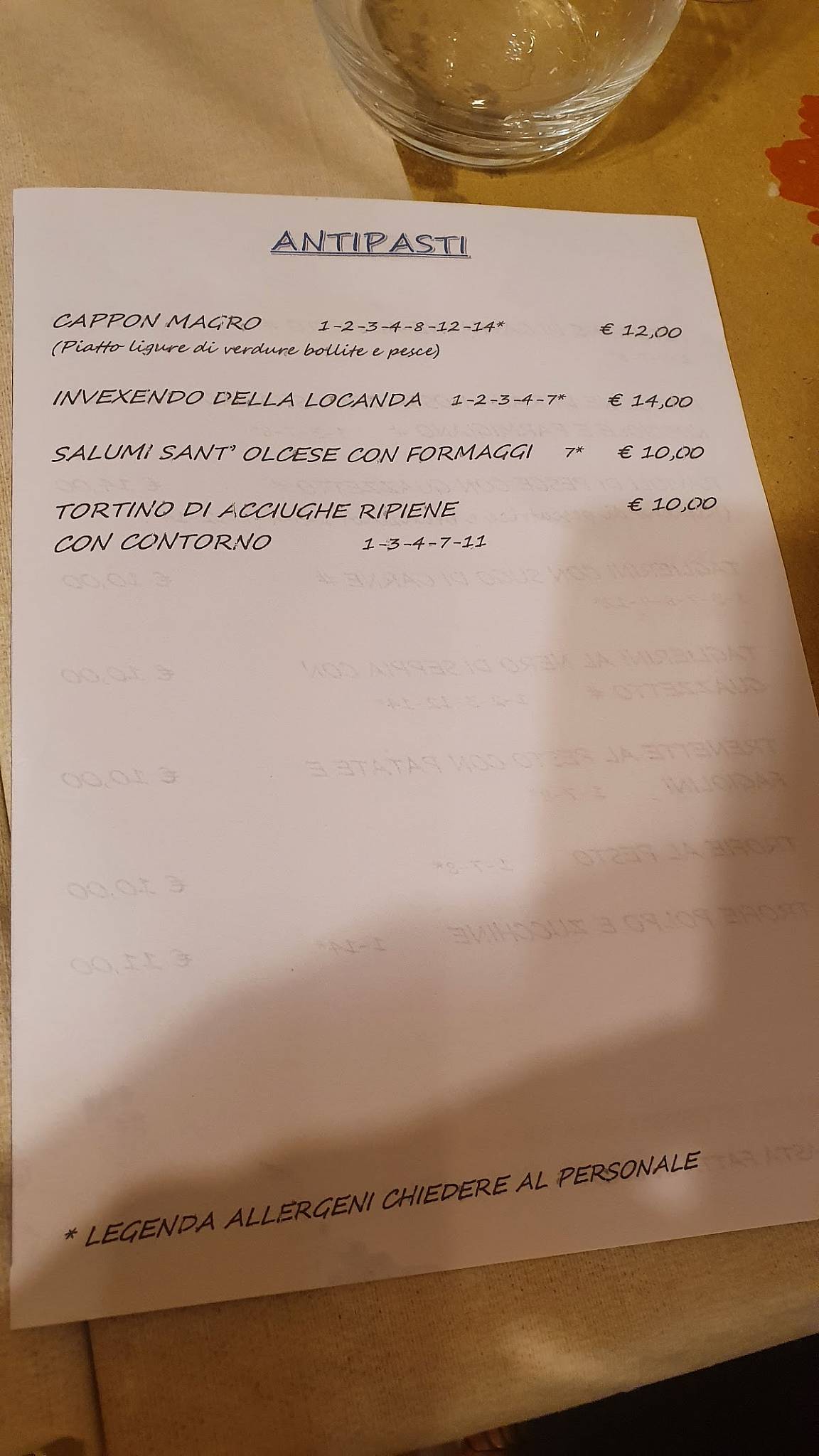 Menu di Locanda L'Erba Luisa 