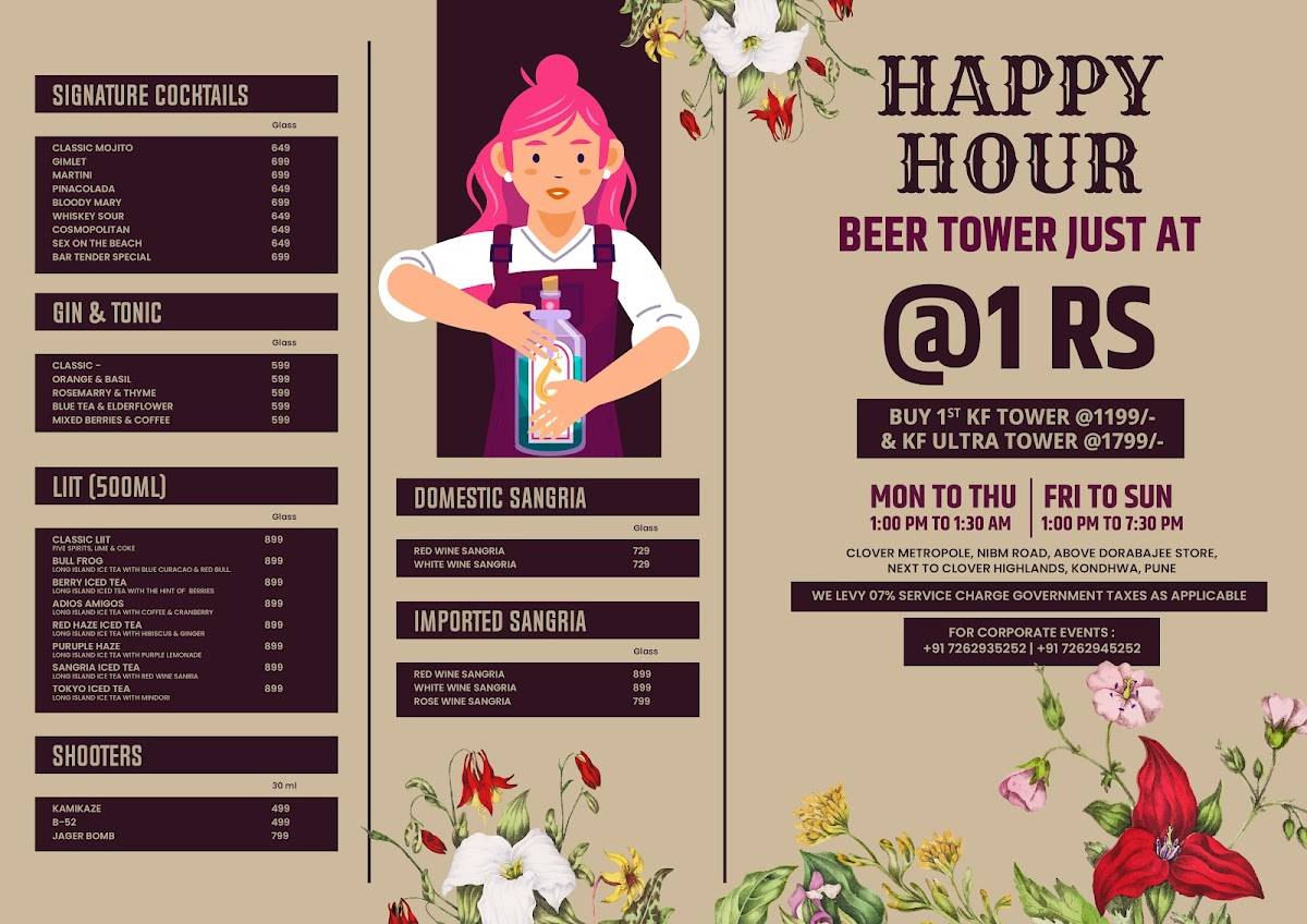 Loft On The Top menu