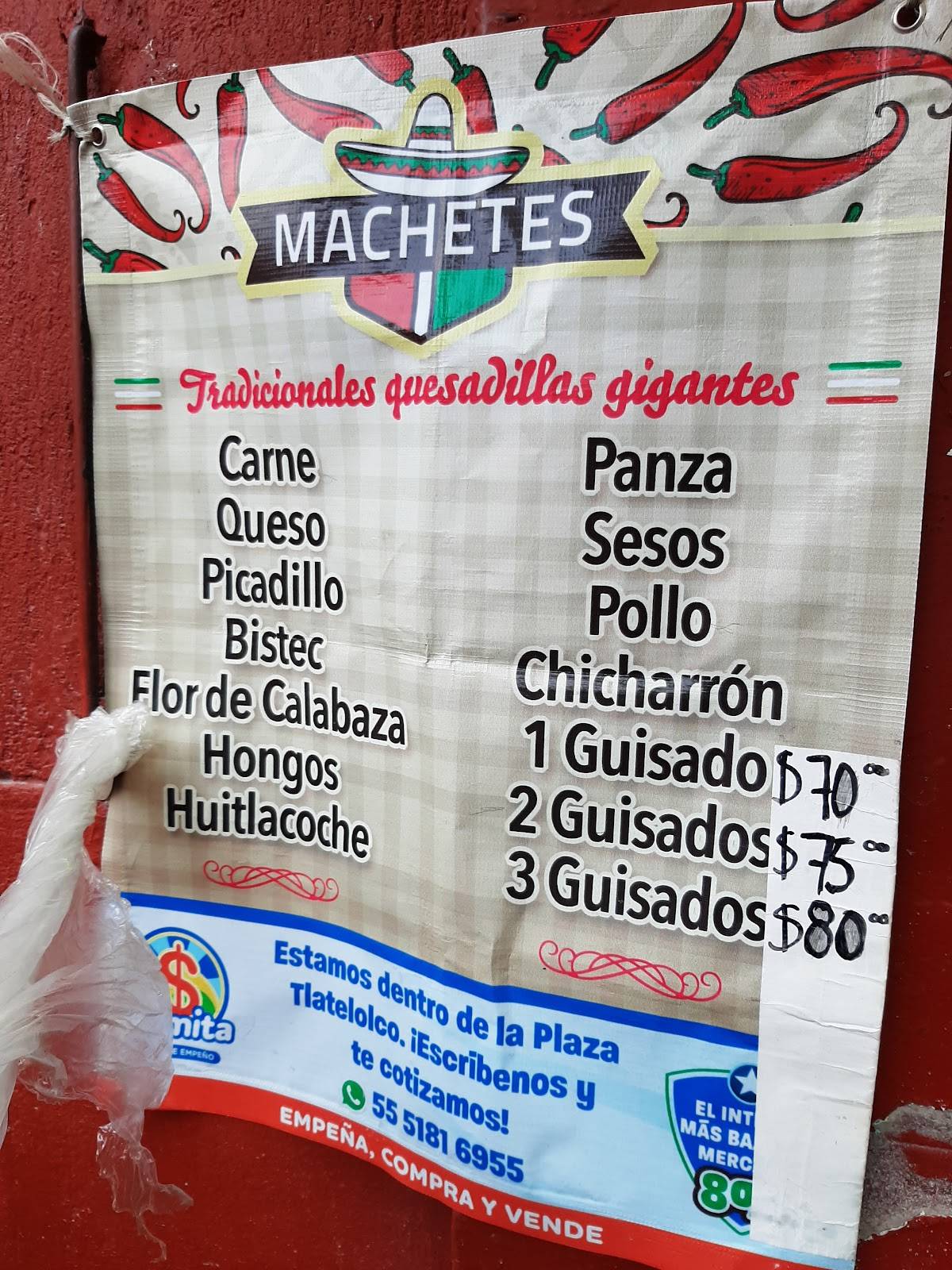 Carta del restaurante Los Machetes del la Guerrero, Mexico, Lerdo 186