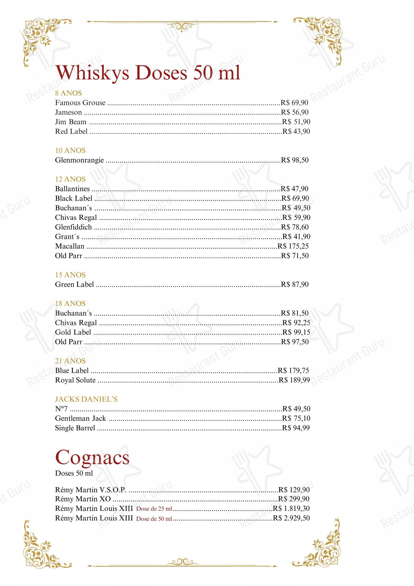 Ludwig Restaurant em Campos do Jordão - Menu