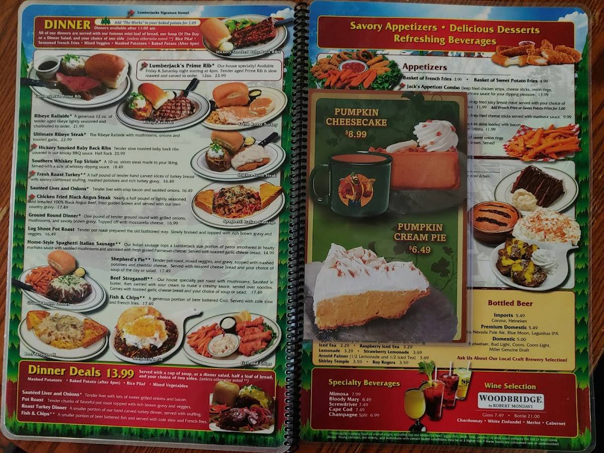 Menu at Lumberjack's Restaurant, Willits