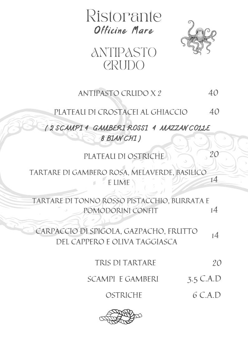 Menu di Officine Mare 