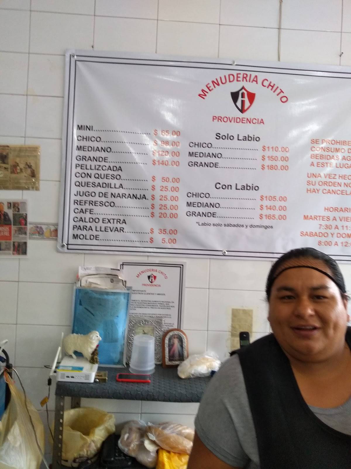 Carta del restaurante MENUDERIA CHITO, Zapopan, Av. Juan Palomar y ...