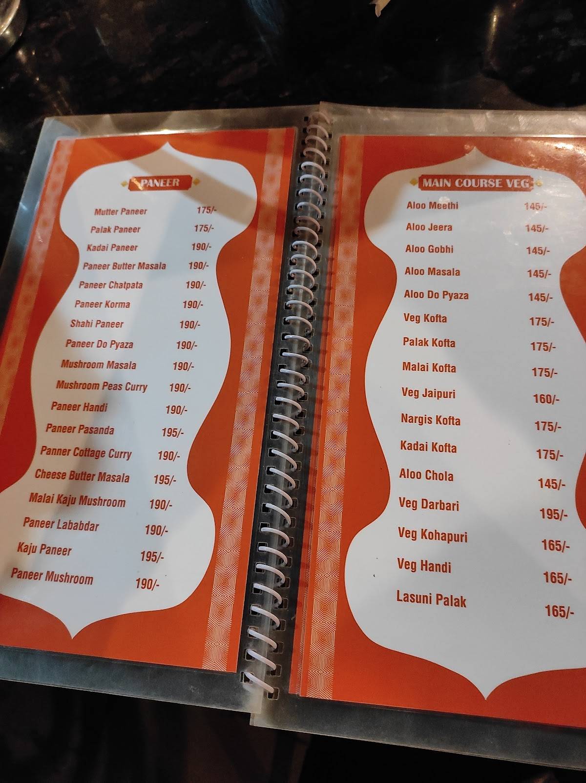 Maahi Dhaba menu