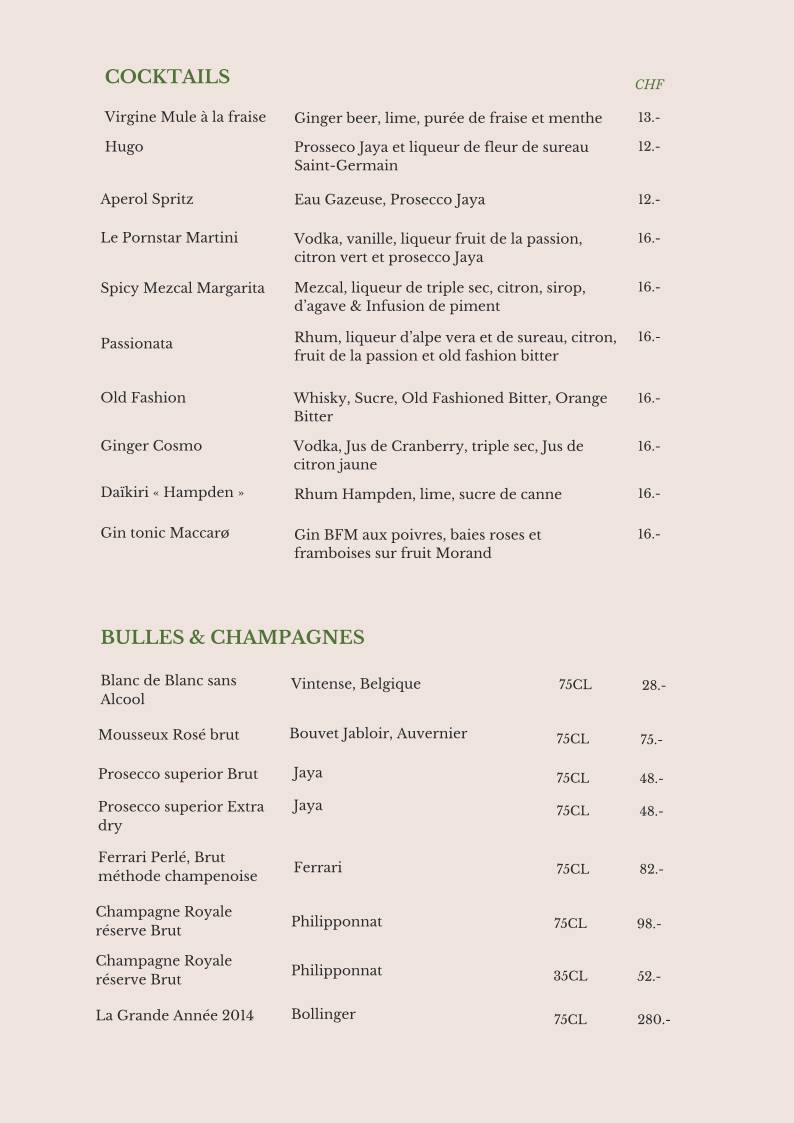 Menu di Restaurant Maccaro Pizzeria à Neuchâtel 