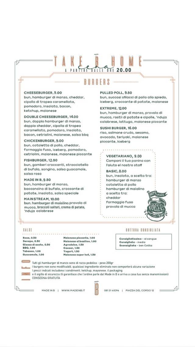 Menu di Made in B 