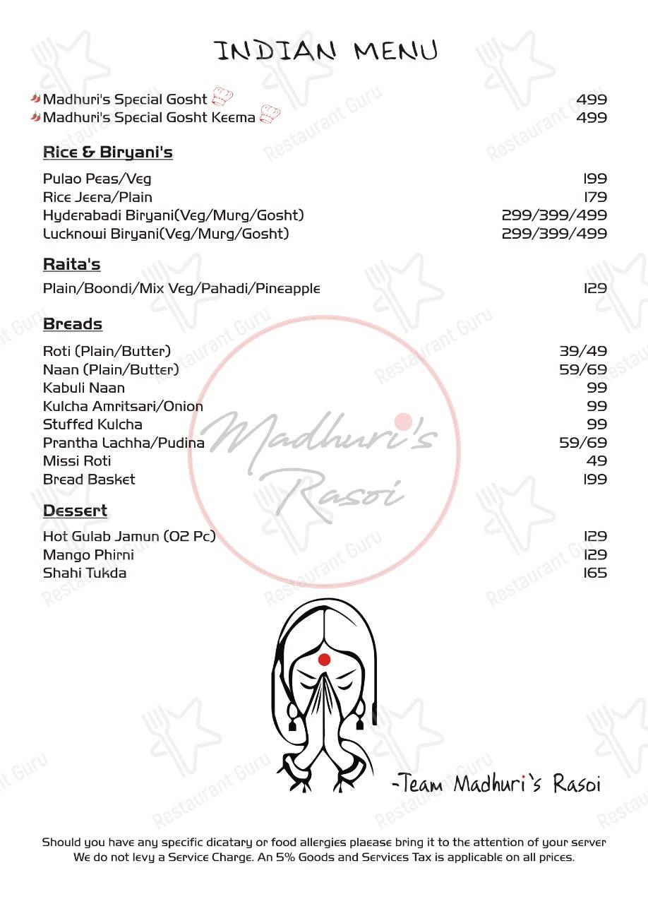 Madhuri's Rasoi menu