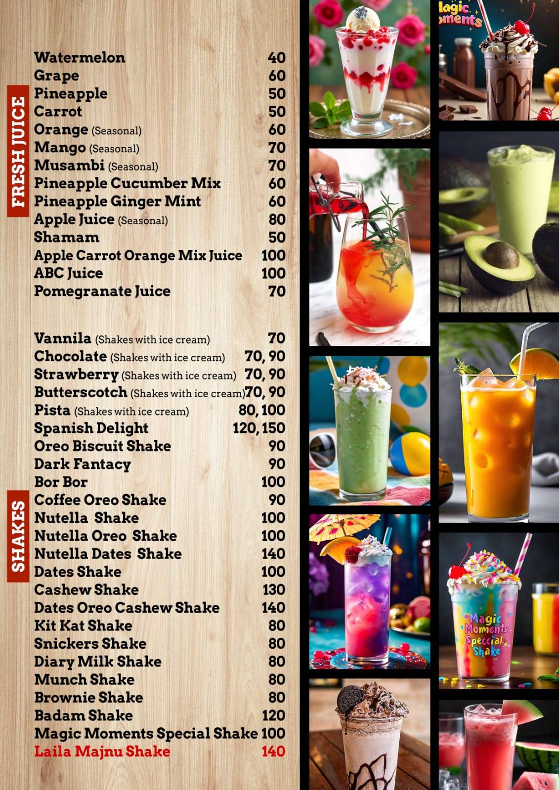 Magic moments menu