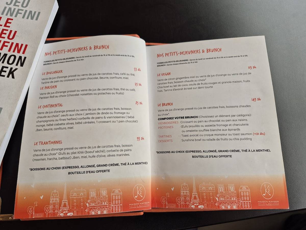 Menu de Maison Kayser