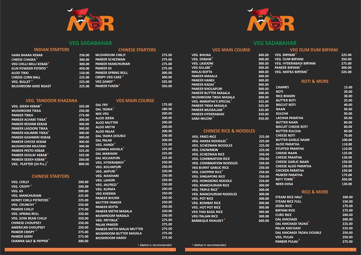 Malhar Rasoi menu