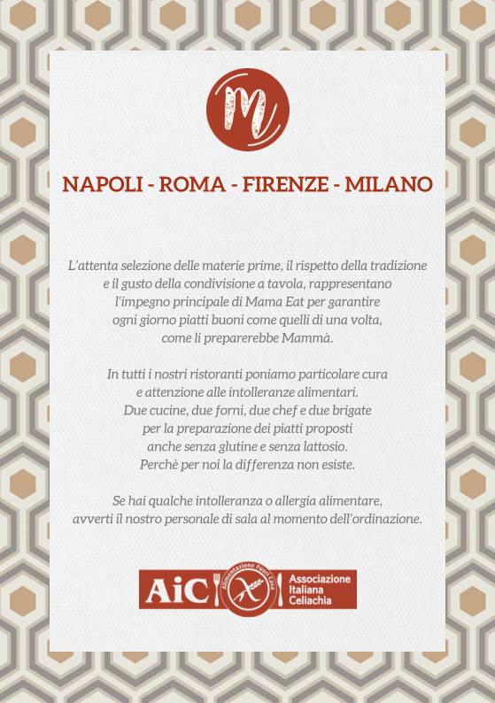 Menu di Mama Eat - Roma Vaticano 