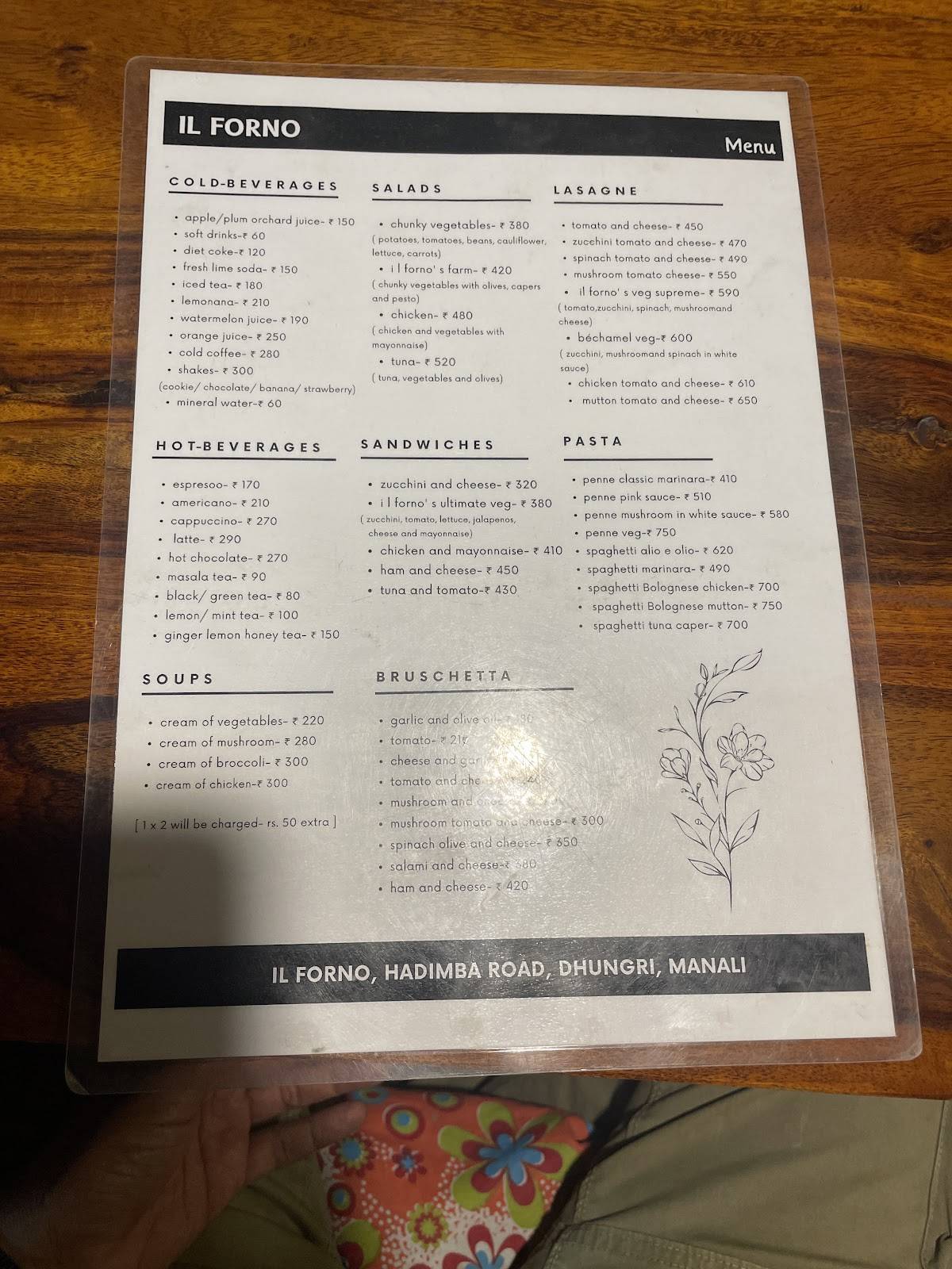 IL Forno menu