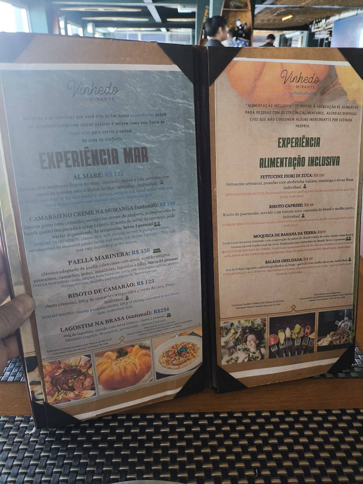 Restaurante Vinhedo Rio e Mar Mirante cardápio