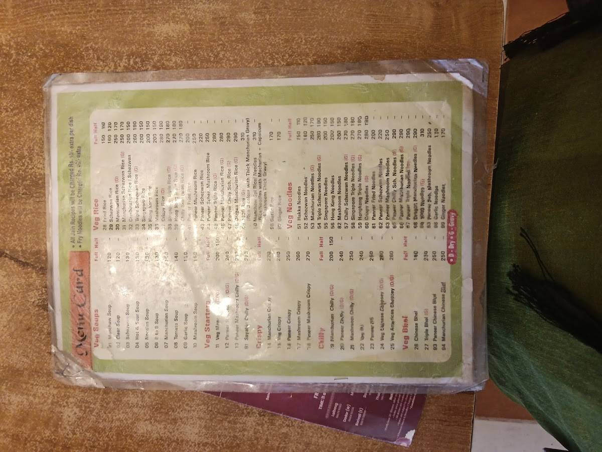 Manchow Point menu
