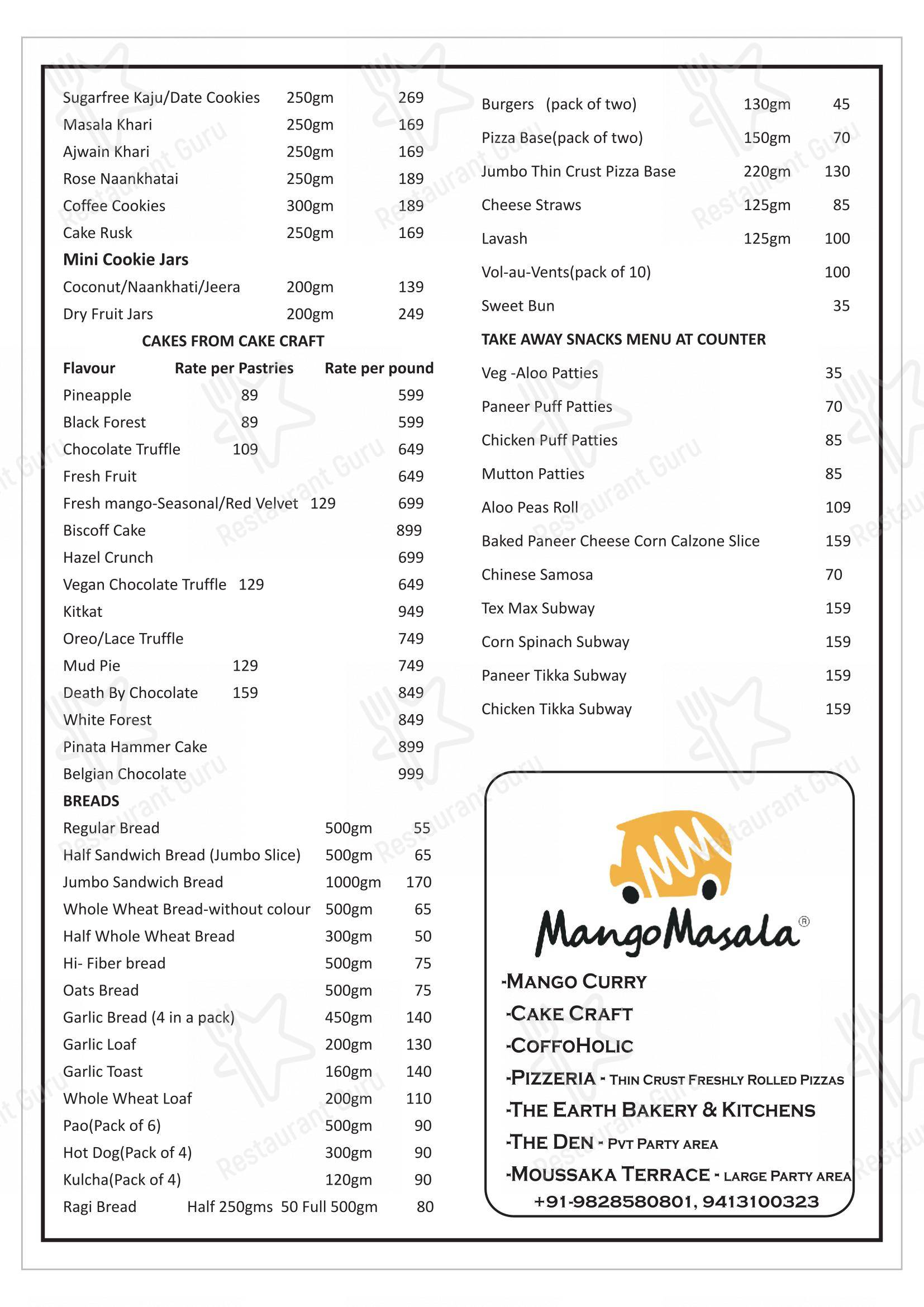 菜单 for Mango Masala Restaurant in Ajmer