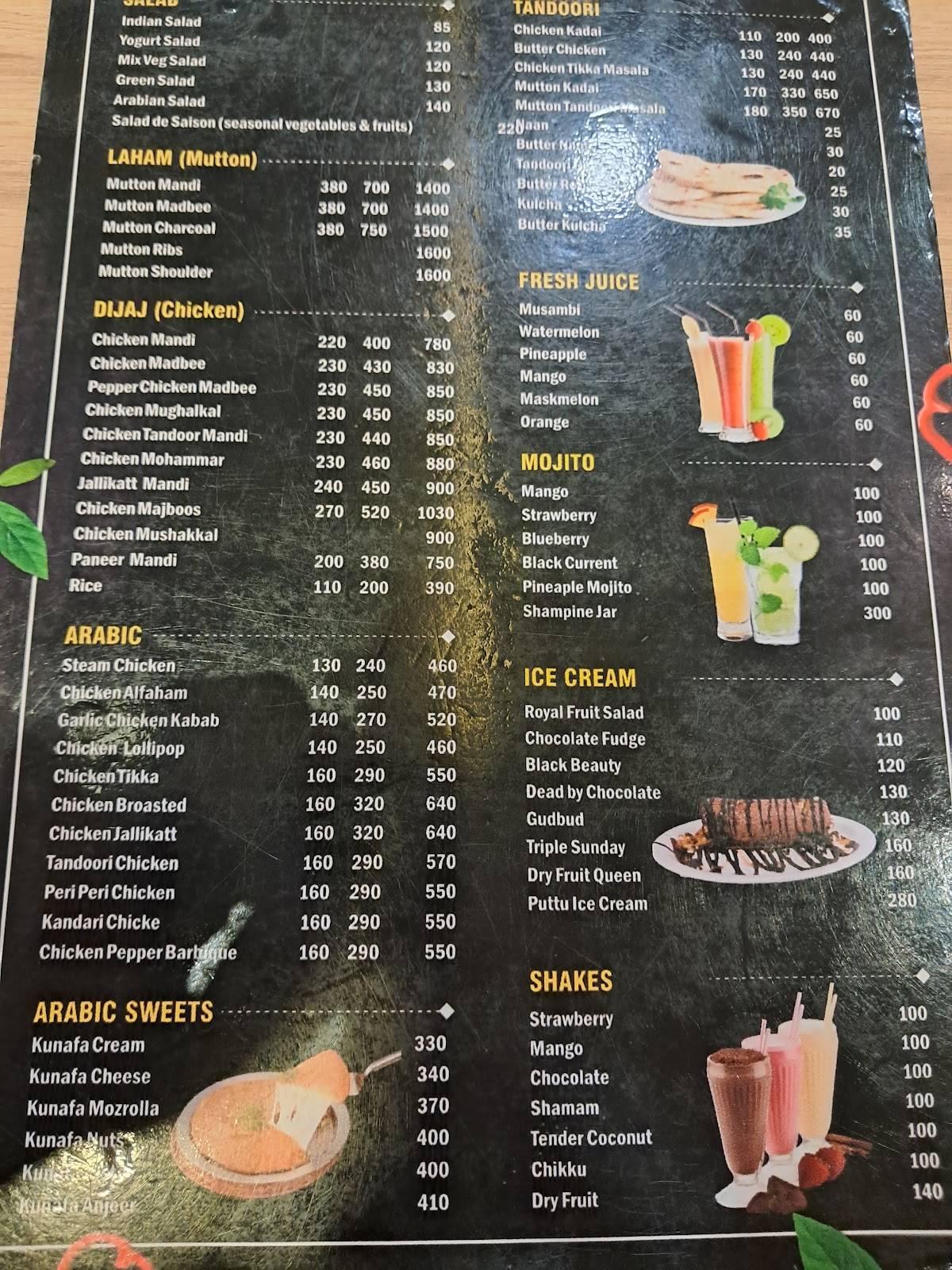 Manha's Mandi menu