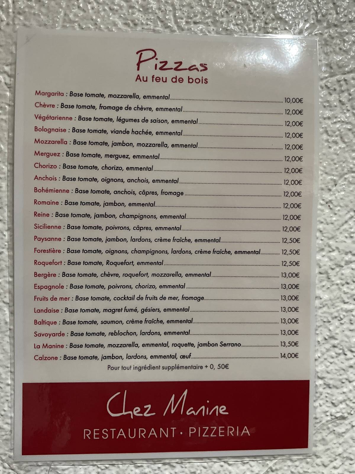 Menu de Manine