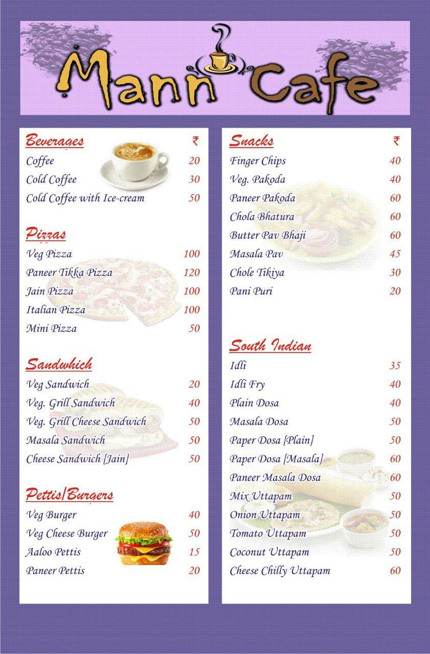 Mann Cafe menu