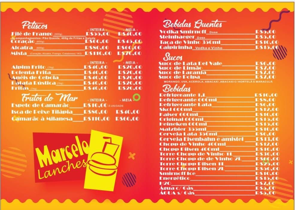 Marcelo Lanches cardápio