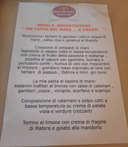 Menu di Marconi 