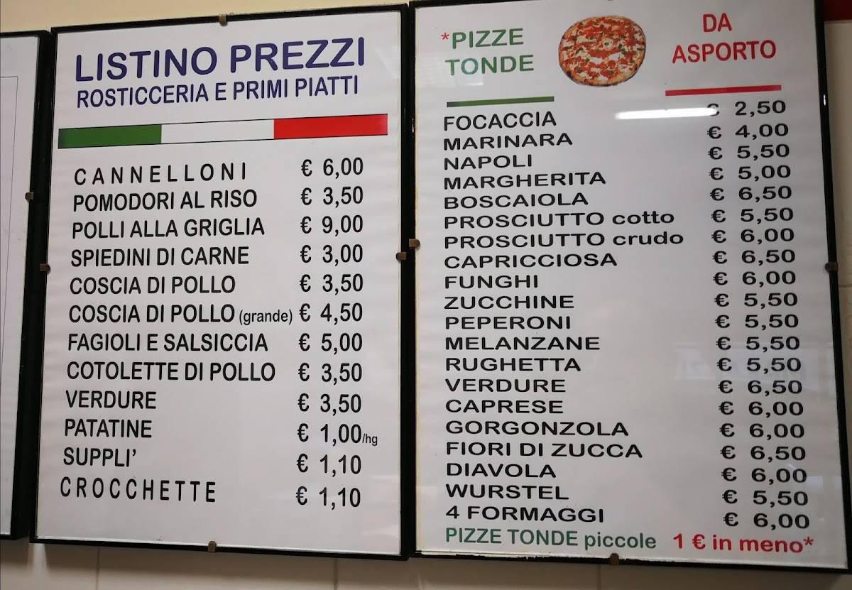 Menu di Pizze tonde (stesso indirizzo di "Mari Sergio") 