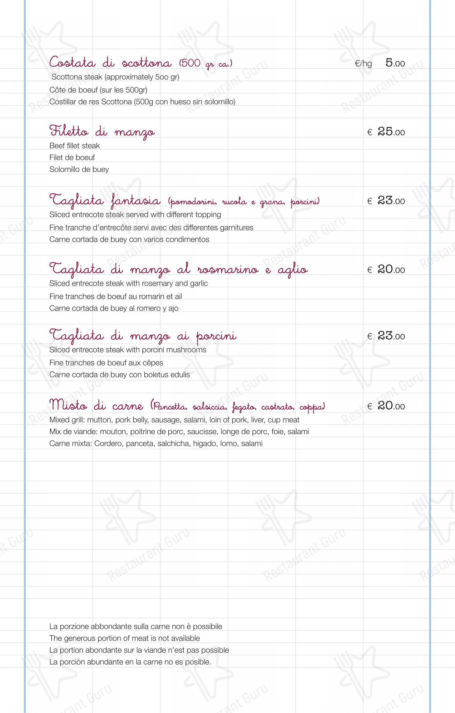 Marianaza in Faenza - Menu