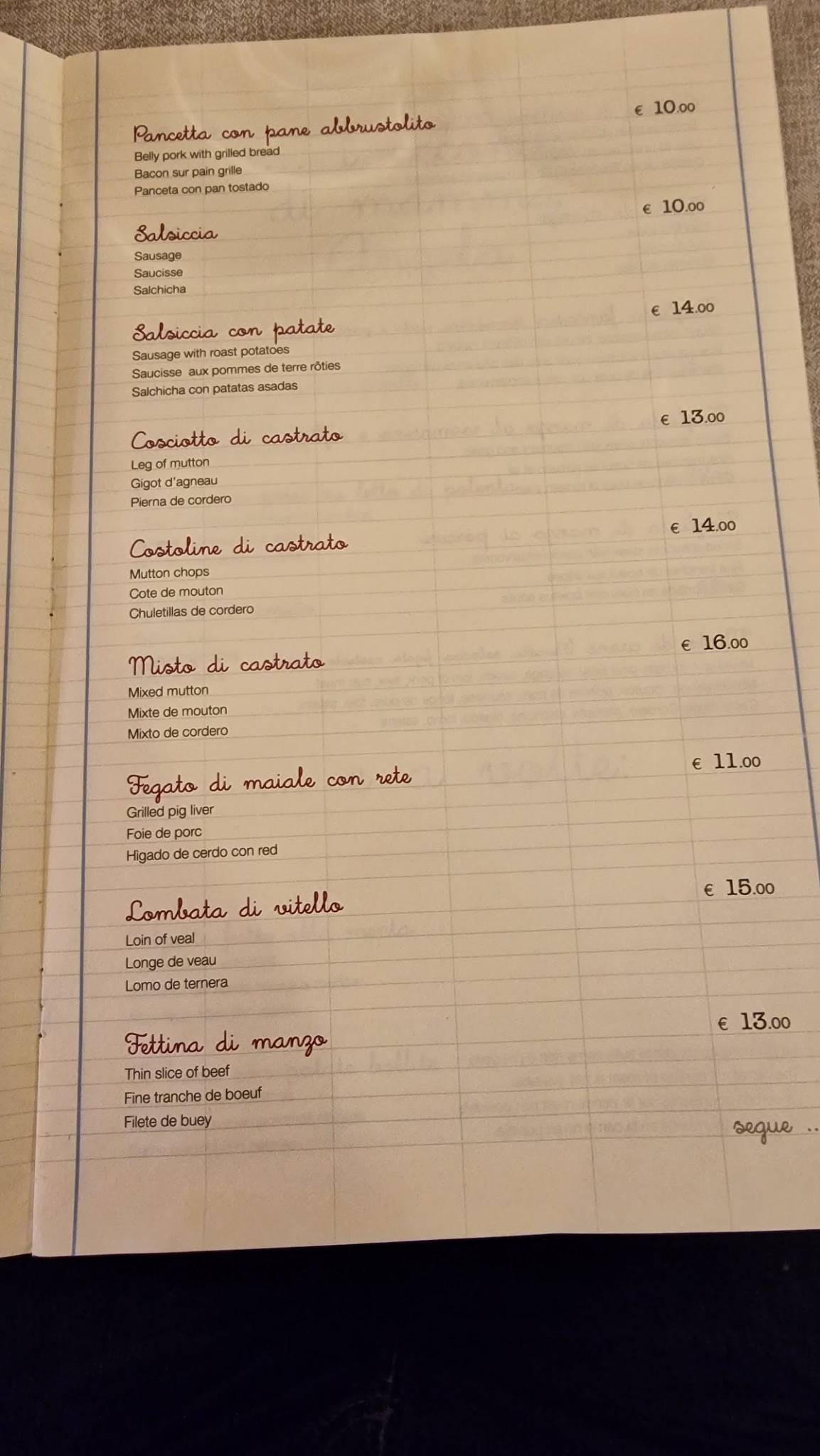 Menu di Marianaza 