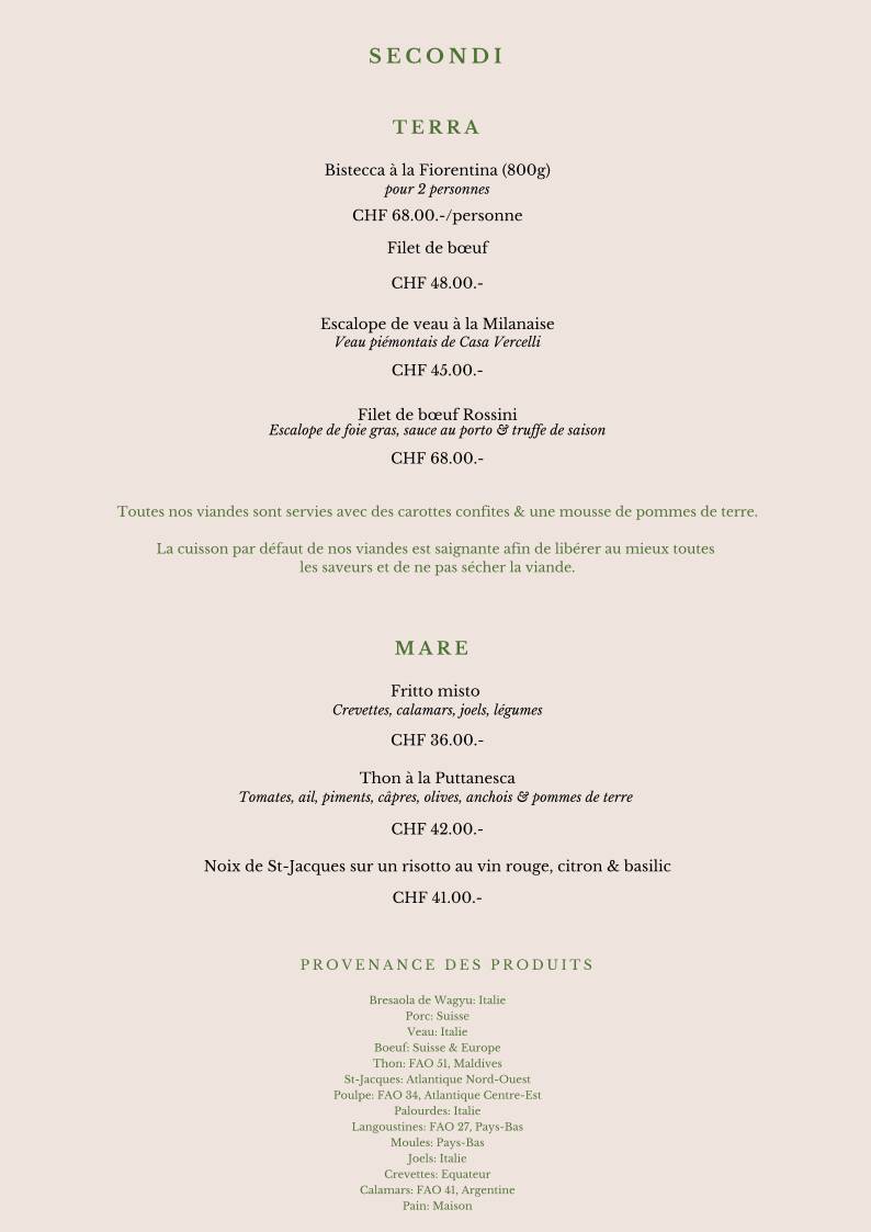 Menu di Restaurant Maccaro Pizzeria à Neuchâtel 