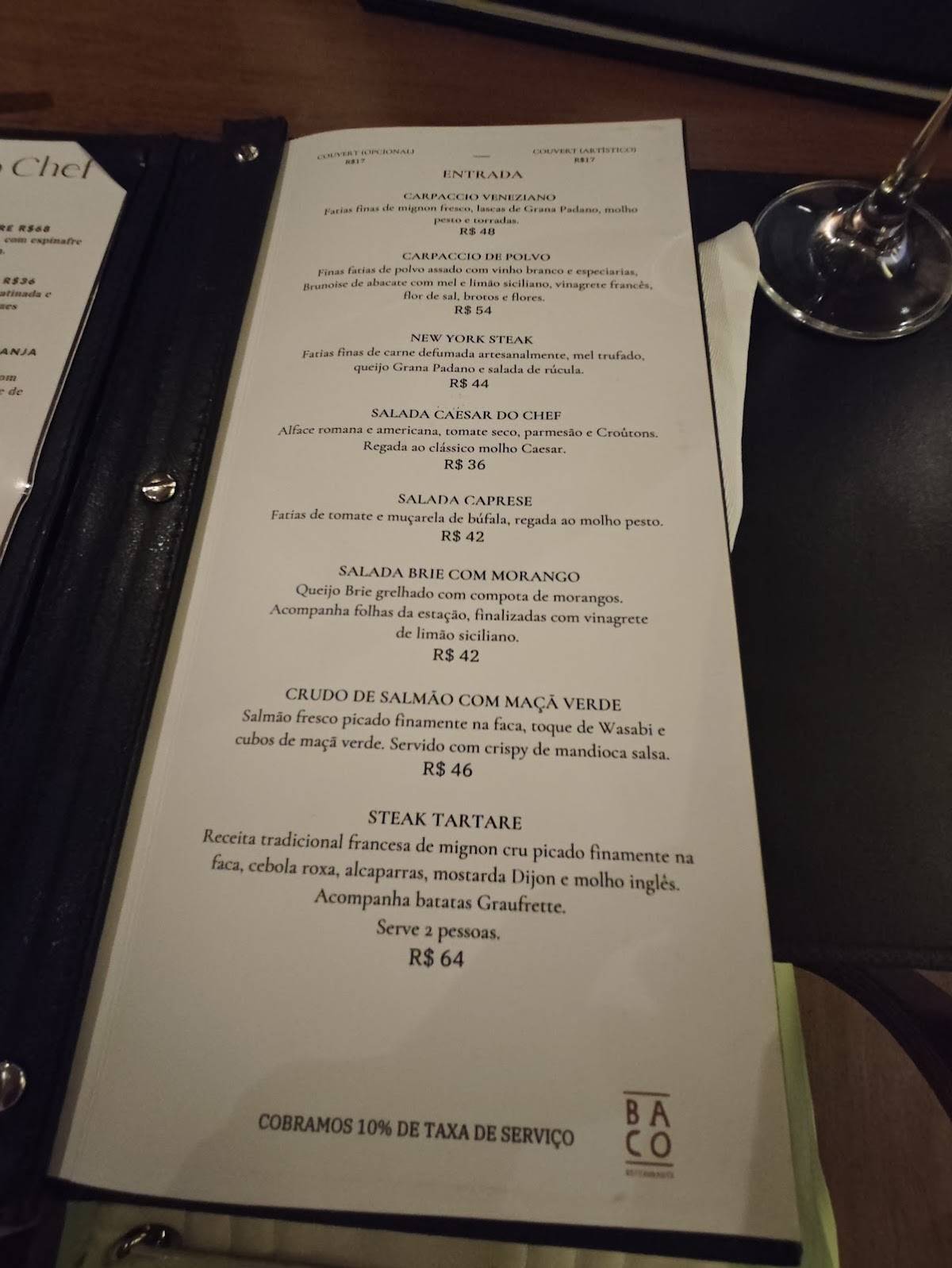 Baco Espaço Gastronômico cardápio