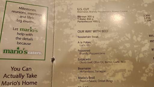 Menu at Mario's 8 Loakan Road, Baguio City steakhouse, Baguio