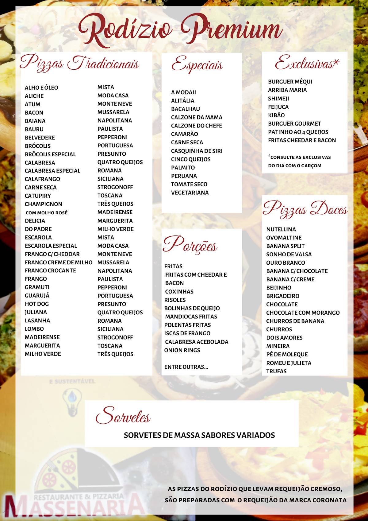 MassenariA Restaurante e Pizzaria cardápio