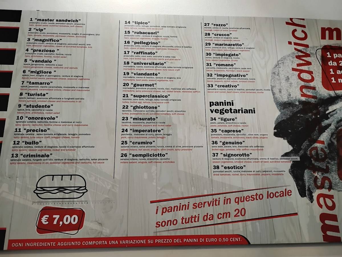Menu di Master Sandwich 