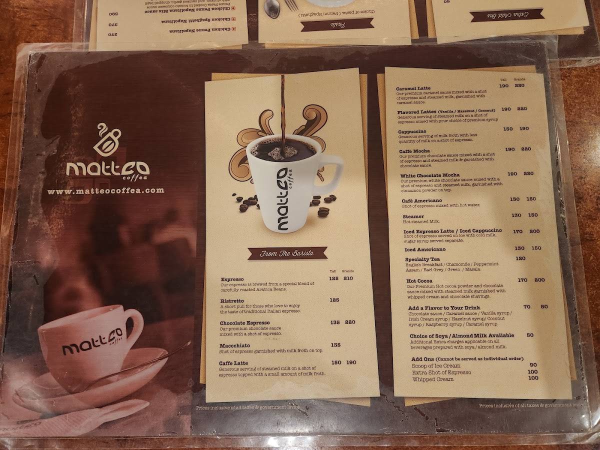 Matteo Coffea menu