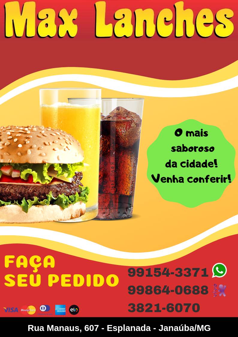 Max Lanches Delivery cardápio