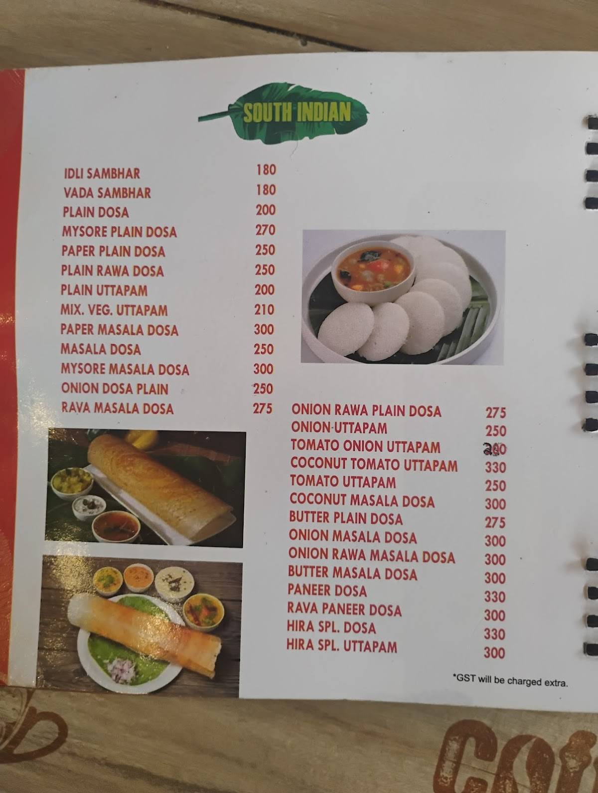 Hira Sweets menu