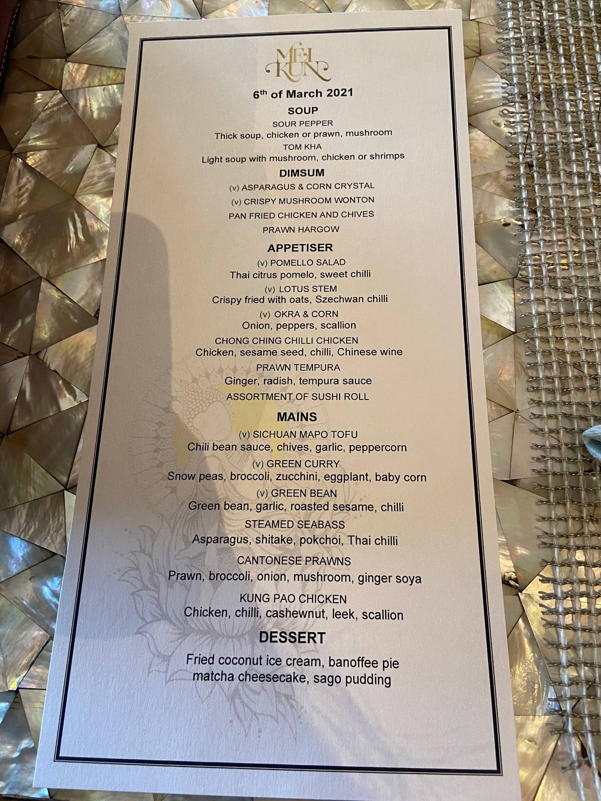 Mei Kun menu
