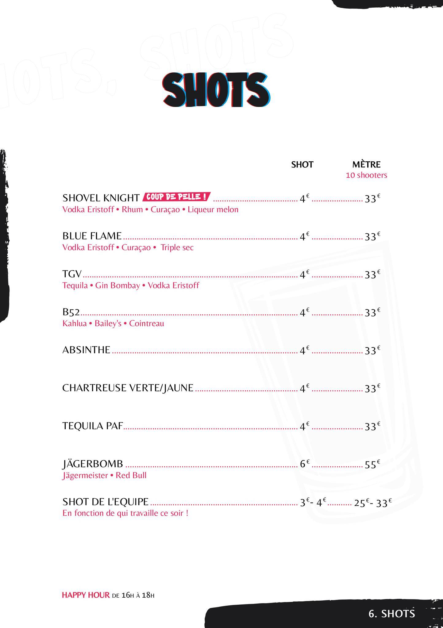 Menu de Meltdown Brussels