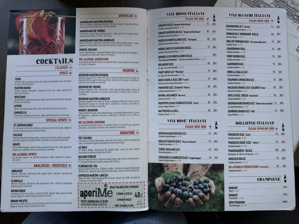 Menu di Menchetti Firenze - Cocktail Bar & Pizzeria 
