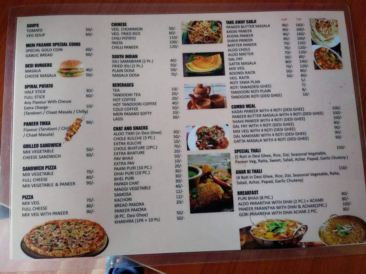 Meri pasand restaurant menu