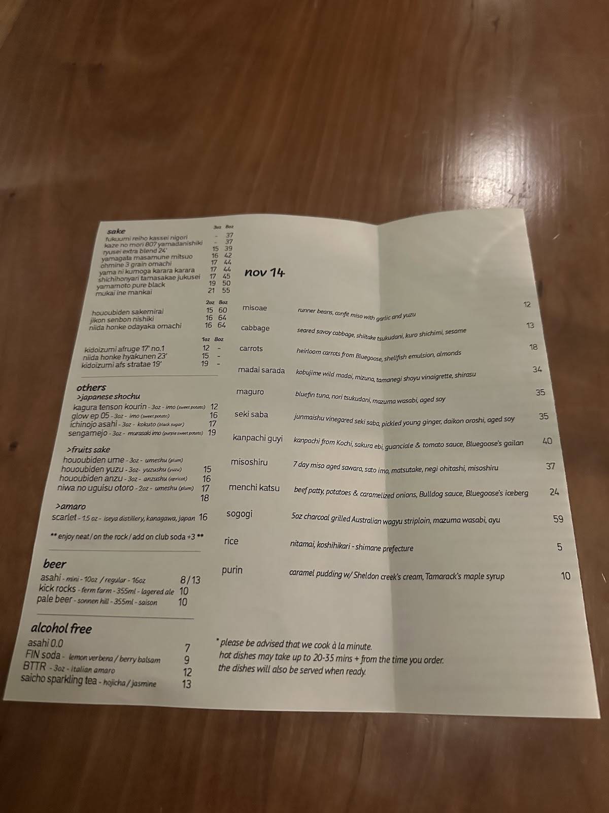 Menu de Mhel