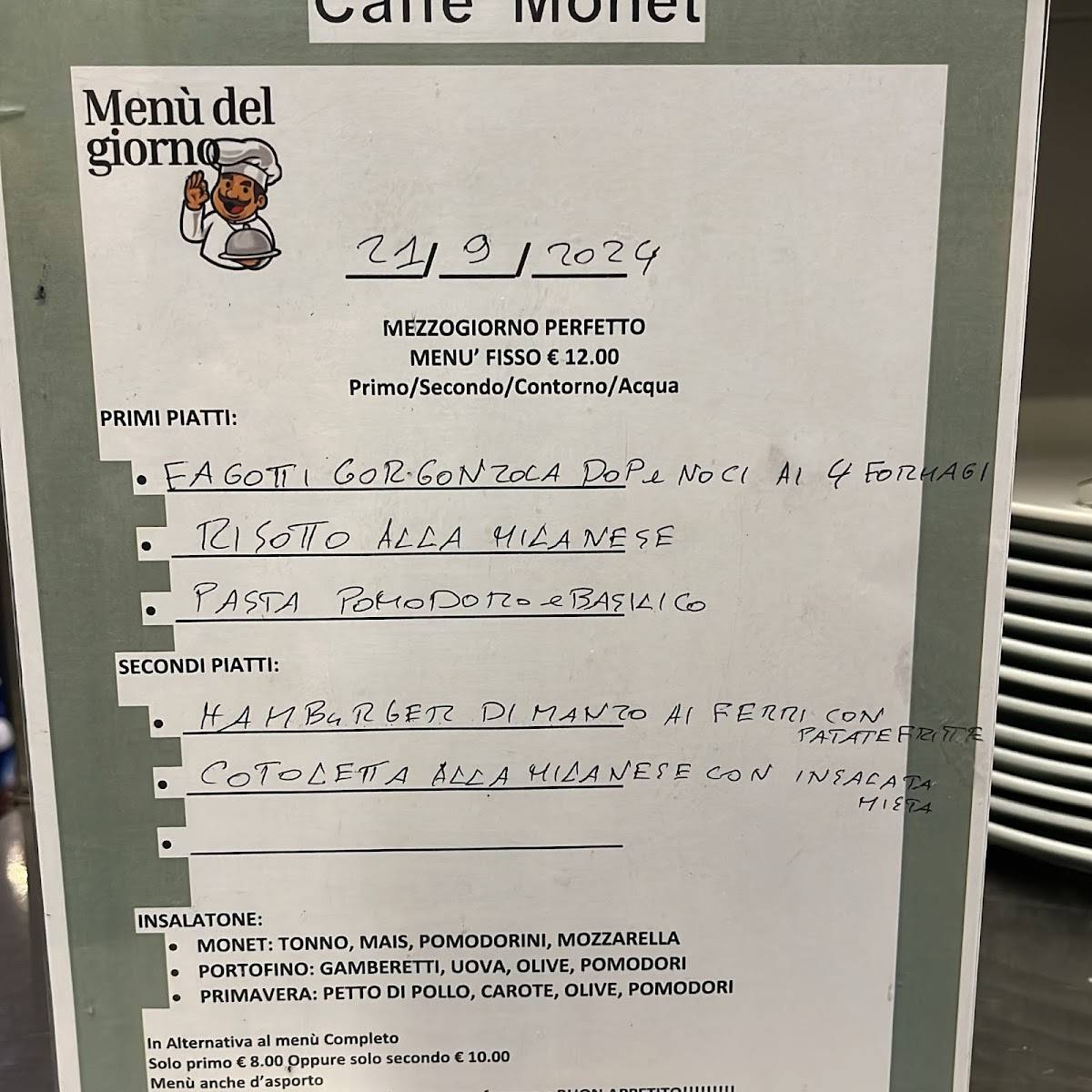 Menu di Cafè Monet 