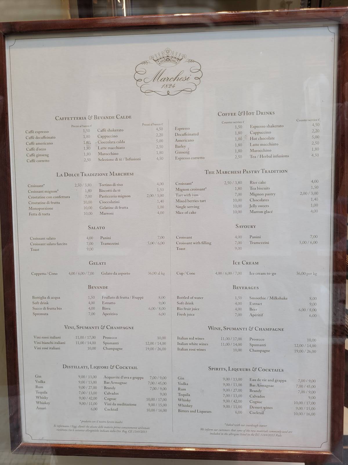Menu di Marchesi 1824 