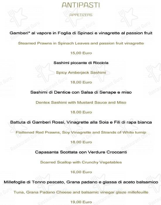 Menu di Nu Hotel Milano 